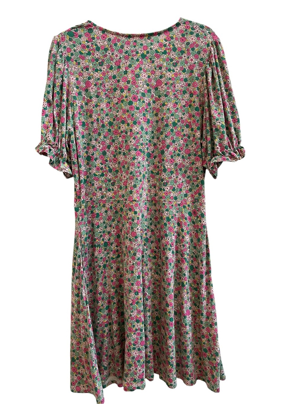 Boden Floral EcoVero Jersey Fit & Flare Dress US 14R Pink Green Cottagecore - Picture 3 of 8